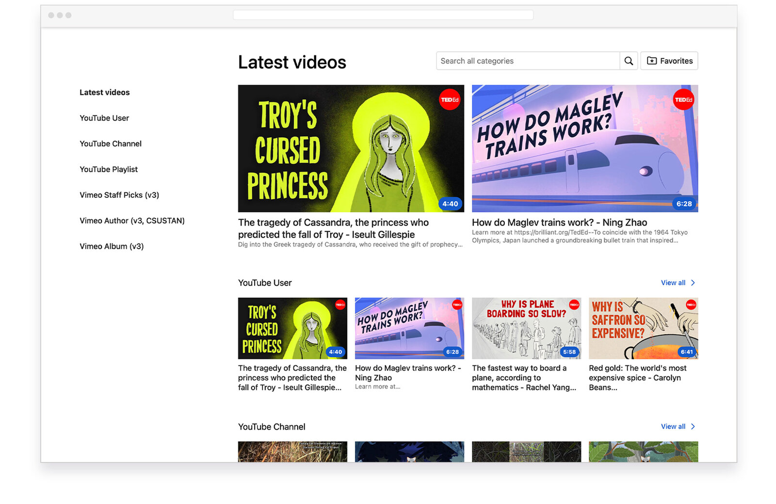 A video's detail screen with its player and description, alongside a related-videos panel that replaced the old dead-end viewing experience.